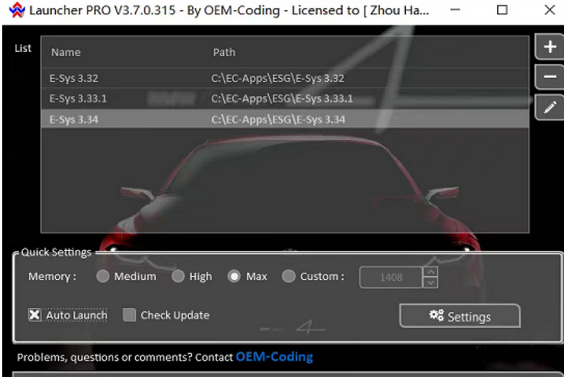 BMW Launcher PRO 3.7.0 + E-Sys 3.34.0 +无限制补丁（已失效，勿买）