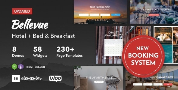 Bellevue v4.2.14（已汉化） –旅馆+含早民宿预订日历主题