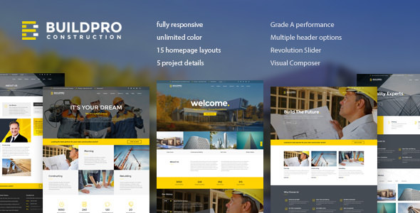 BuildPro v1.1.6 – wordpress商业，建筑和建造主题