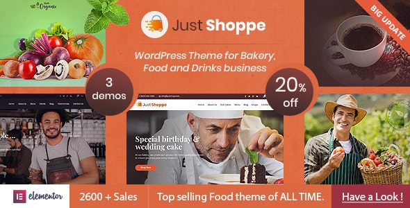 Justshoppe v13.1 – Elementor Cake, Bakery & Food WordPress