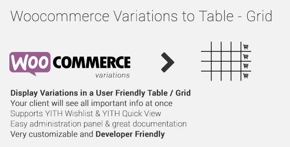 Woocommerce Variations to Table – Grid v1.5.11（已汉化）