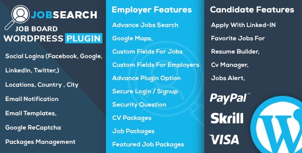 JobSearch v3.3.1 –  WordPress求职板插件