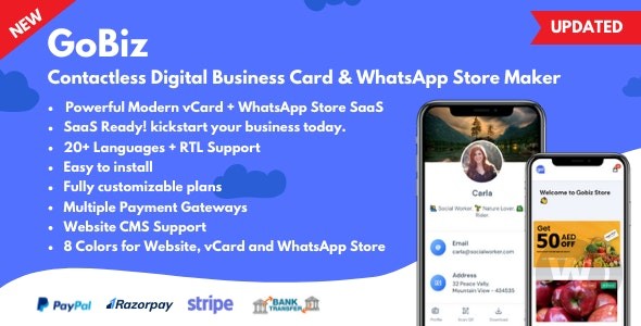 GoBiz v8.1.0无限制版 – 数字名片 + WhatsApp Store Maker | SaaS | 电子名片生成器