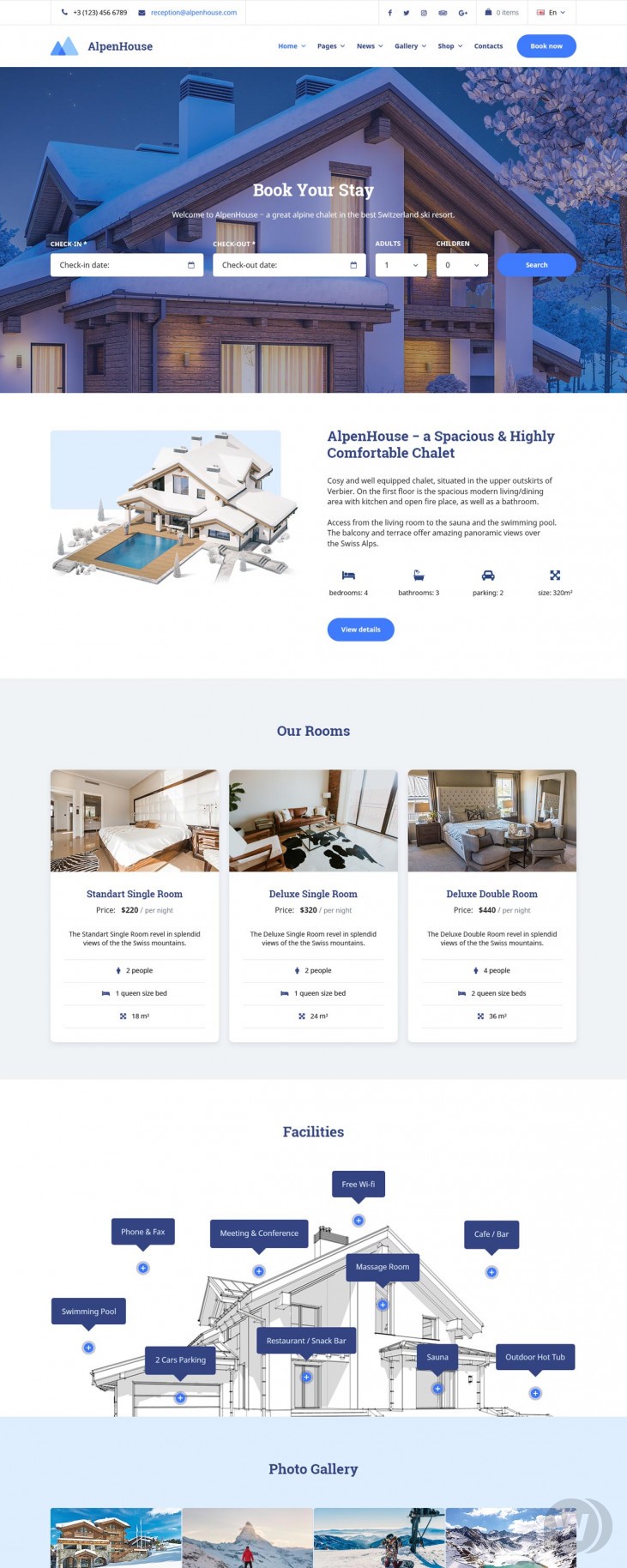 Alpenhouse v1.8.0 – 酒店预订的WordPress主题