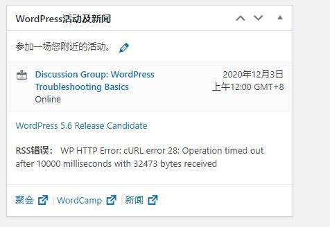 关闭“WordPress活动和新闻”仪表盘小工具给WordPress后台登录提提速