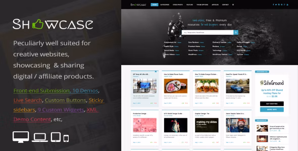 Showcase v3.6 – 响应式 WordPress 网格/砌体博客主题