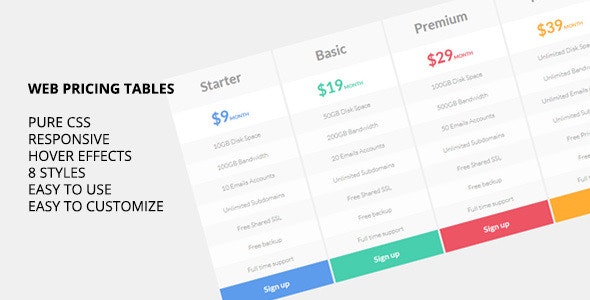 Web Pricing Tables 13 January 2014  – 网络定价表模板