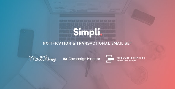 Simpli v1.0 – 带有 Online Builder 的通知和交易电子邮件模板
