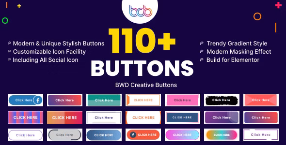 BWD creative buttons elementor addon v1.0
