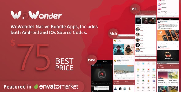 Mobile Native Social Timeline Applications v.5.1.2 – WoWonder社交PHP源码