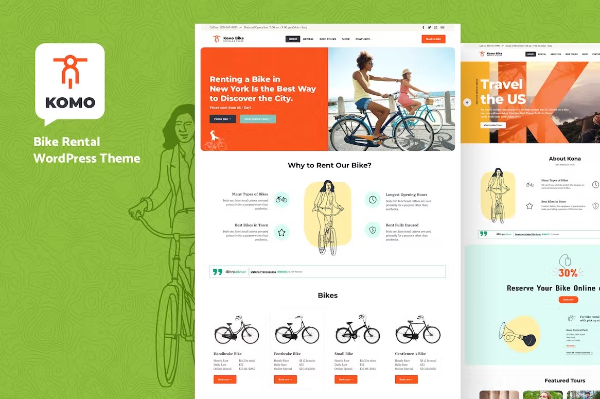 Komo v31.0 – 自行车租赁店 WordPress 主题