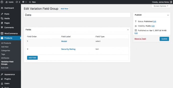 Iconic WooCommerce Custom Fields for Variations v1.9.1
