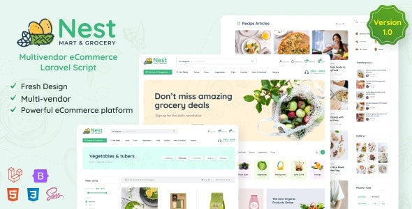 Nest v1.26.2（已汉化） – 多供应商有机和杂货 Laravel 电子商务