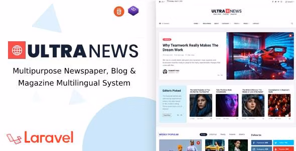 UltraNews v4.0.0 – Laravel 报纸、博客和杂志多语言系统