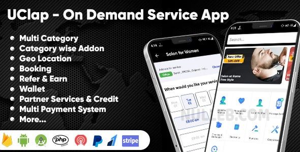 UClap v1.3 – 按需家庭服务应用 | UrbanClap 克隆 | 具有交互式管理面板的 Android 应用程序
