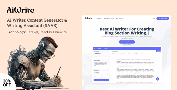 AiWrite v1.5.1 – 人工智能作家、内容生成器和写作辅助工具 (SAAS)