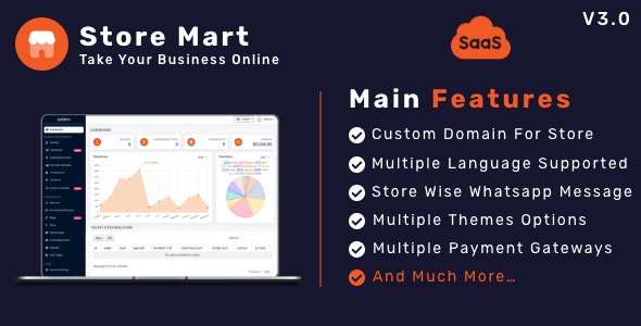 StoreMart SaaS v4.6 – 在线产品销售 SaaS 业务网站生成器