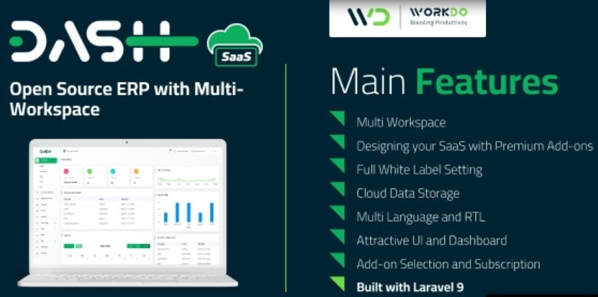 WorkDo Dash SaaS v7.6（已汉化85%） – Open Source ERP with Multi-Workspace
