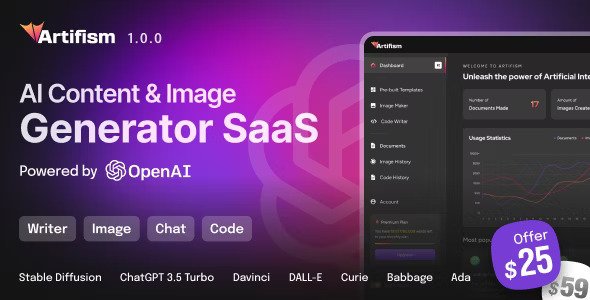 Artifism v7.8.0 – AI Content & Image Generator SaaS