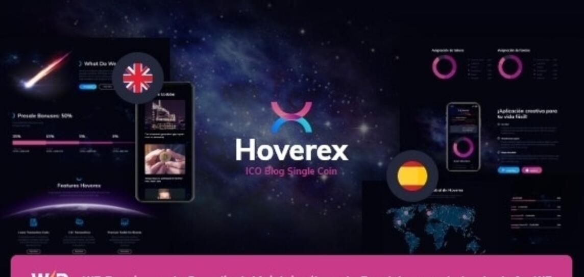 Hoverex v1.5.11 – Cryptocurrency, NFT & ICO WordPress Theme + Spanish