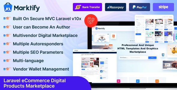 Marktify v4.0 – Laravel 电子商务数字产品多供应商市场
