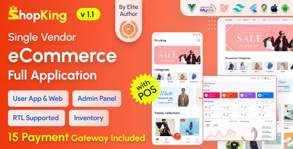 ShopKing v2.6 – eCommerce App with Laravel Website & Admin Panel with POS | Inventory Management