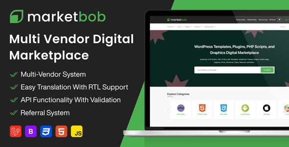 Marketbob v2.6 – Multi-Vendor Digital Marketplace