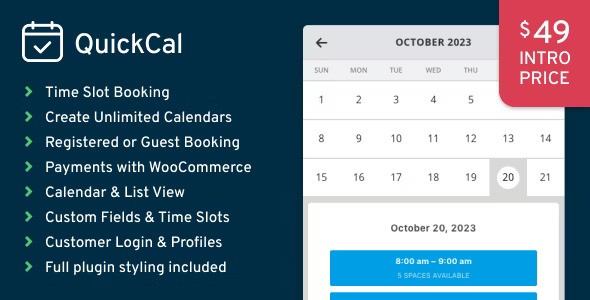 QuickCal v1.0.23 – WordPress 预约日历