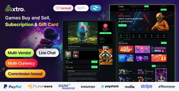 Axtro v2.2.0 – Games Buy and Sell, Subscription & Gift Card Laravel Script