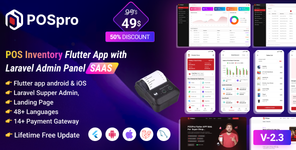 POSpro v3.1 – POS Inventory Flutter App with Laravel Admin Panel SAAS