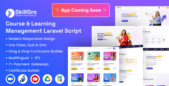 SkillGro v3.4.0（已汉化95%） – 课程和学习管理系统 Laravel 源码 (LMS)