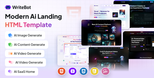 WriteBot v1.0.0 – AI Landing HTML Template