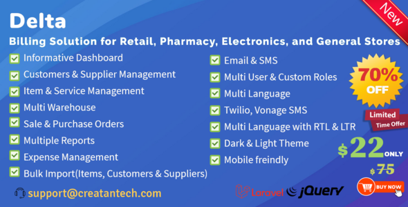 Delta v2.7 – Invoicing, POS, Billing & Inventory Management System with GST & CRM