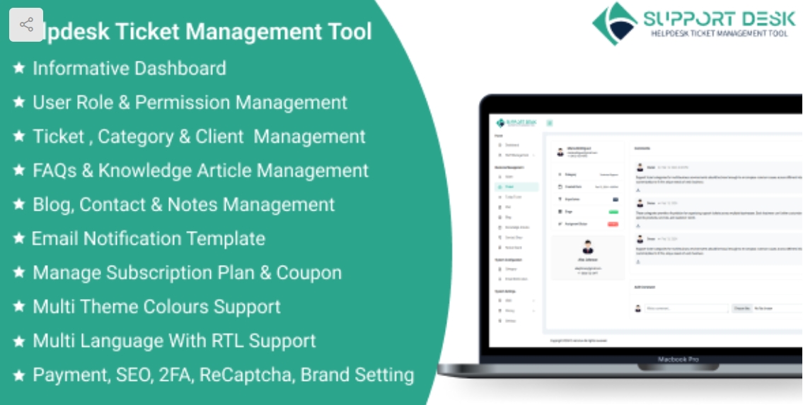 Support Desk SaaS v1.5 – Helpdesk Ticket Management Tool