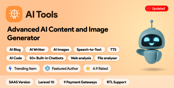 AI Tools SAAS v1.1.8 – AI Content, Image, Chat, Voice & Code Generator