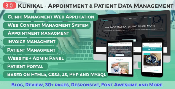 Klinikal v3.0 – 预约和患者数据管理响应式 Web 应用程序