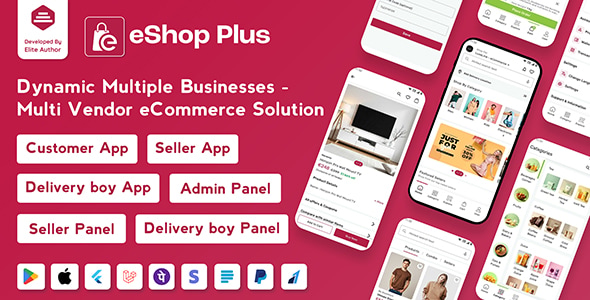 eShop Plus v1.0.6 – 多供应商电子商务，带有 Laravel 管理面板的多模块 Flutter 应用程序