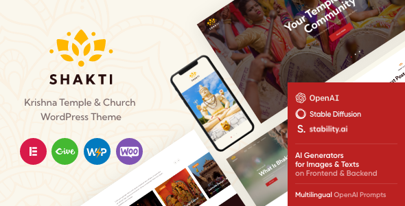 Shakti v1.24.0 – Ashram & Religion Krishna Temple WordPress Theme